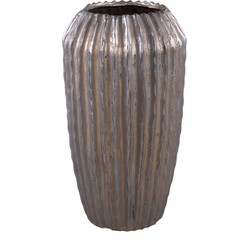 PTMD Bodi Bronze ceramic pot round high ribbed L