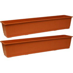 Geli Plantenbak - 5x - terracotta - rechthoekig - 80 x 17,5 cm - Plantenbakken