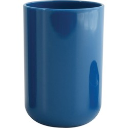 MSV Badkamer drinkbeker Porto - PS kunststof - marine blauw - 7 x 10 cm - Tandenborstelhouders