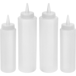 8x Knijpfles/spuitfles met spuitmond inhoud 400 ml en 250 ml - Garneergerei