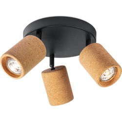 Home sweet home LED opbouwspot Cork 3L rond - zwart / kurk