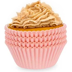 Kinvara muffin en cupcakes maken vormpjes - papier - roze - set 100x stuks - dia 10 cm - Muffinvormen / cupcakevormen