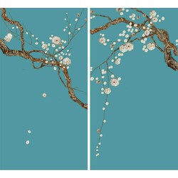 Fine Asianliving Oosters Wanddecoratie Set/2 Sakura Parelmoer op Puur