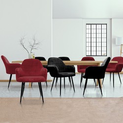 Set van 2 eetkamerstoelen, zwart, met rugleuning en armleuningen