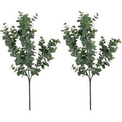 Mica Decorations Kunstblad - 2x - eucalyptus - groen - tak - 65 cm - Kunstplanten