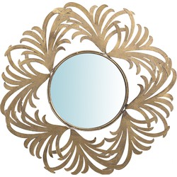 PTMD Zolas Gold metal wall mirror flower frame round