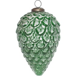 Clayre & Eef Kerstbal  Ø 10 cm Groen Glas Kerstdecoratie