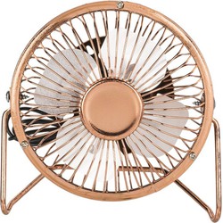 Kleine bureau ventilator rose goud 15 cm met usb aansluiting - Ventilatoren