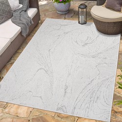 Tapijtenloods Duo Binnen en Buiten Vloerkleed Dubbelzijdig Outdoor Laagpolig Tapijt Creme Grijs- 200x290 CM