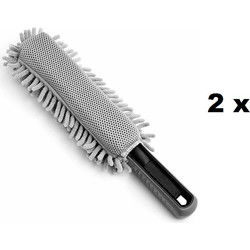 Velgenborstel Grijs Microvezel 34cm , set van 2 stuks