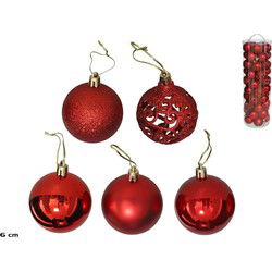 Kerstballen Set - 50 Stuks Rode Kerstballen - Onbreekbare Kerstballen - Kerstdecoratie Mix - Kerstboom Versiering - Kunststof Kerstballen - Rood