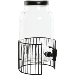 Items Drank dispenser Beverages Tap - 5.5 Liter - glas/metaal - op verhoger element - tapkraan/deksel - Drankdispensers