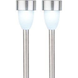 2x Buitenlampen/tuinlampen 36 cm zilver op steker - Prikspotjes