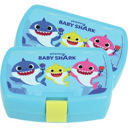 2x stuks kunststof broodtrommels/lunchboxen Baby Shark 16 x 11 cm - Lunchboxen