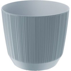 Prosperplast Plantenpot - stripe - steengrijs - D13xH11 cm - Plantenpotten