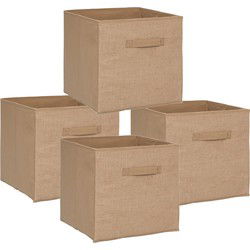 5Five Opbergmand/kastmand - 4x - 29 liter - jute - 31 x 31 x 31 cm - Opbergmanden