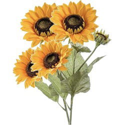 Kunstbloem Zonnebloem tak - 2x - 62 cm - geel - kunst zijdebloem - Kunstbloemen