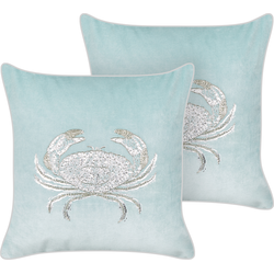 BOSSIELLA - Sierkussen set van 2 - Lichtblauw - 45 x 45 cm - Fluweel