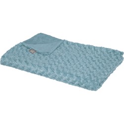 Atmosphera Sprei/deken/plaid - aqua blauw - polyester - 120 x 160 cm - geknoopt motief - Plaids