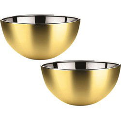 Svenska Living Salade/voedsel serveer schaal - 2x - mat goud - RVS - D29 x H14 cm - Serveerschalen