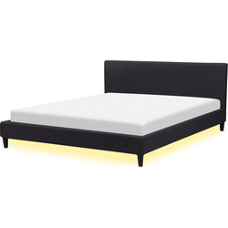 Beliani FITOU - Tweepersoonsbed met LED-verlichting-Zwart-Polyester