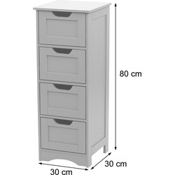 Cosmo Casa  Kommode - Laden kast Kast - 4 laden 80x30x26cm - Wit