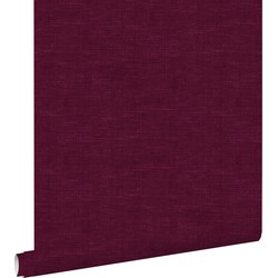 ESTAhome behang effen linnenstructuur bordeaux rood - 53 cm x 10,05 m - 148697