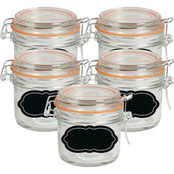 Weckpot/inmaakpot - 10x - 200 ml - glas - met beugelsluiting - incl. etiketten - Weckpotten