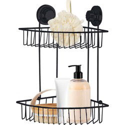 Concorde - Doucherekje hoek-model 2-laags - zwart - H36 cm - Douche- en badrekjes
