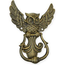 A PAIR OF CAST IRON OWL DOOR KNOCKERS