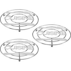 3x Stuks ronde pannen onderzetter zilver Cuisine 20 cm van verchroomd metaal - Panonderzetters