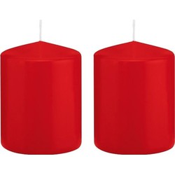 2x Kaarsen rood 6 x 8 cm 29 branduren sfeerkaarsen - Stompkaarsen