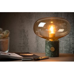 Amber glas tafellamp 23 cm met marmer voet E27