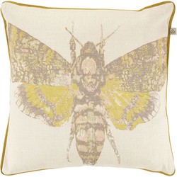 Dutch Decor FINEX - Sierkussen dierenprint insect - 45x45 cm - geel - donker lime - retro - Dutch Decor