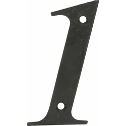 AMIG Huisnummer 1 - massief gesmeed staal - 10cm - incl. bijpassende schroeven - zwart - Huisnummers