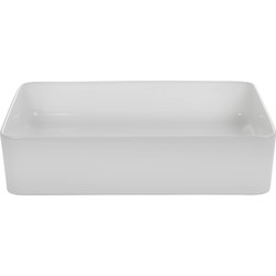 Saqu Sink vierkante waskom 35x50x14,5cm keramiek glanzend wit