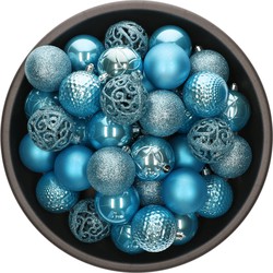 Decoris kerstballen - 37x - ijs blauw - 6 cm -kunststof - Kerstbal