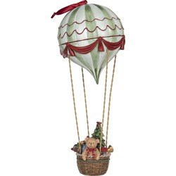 Clayre & Eef Beeld Luchtballon Ø 14x37 cm Wit Groen Polyresin Kerstdecoratie