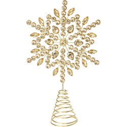 Christmas Decoration piek - ster vorm - goud met steentjes - 23 cm - kerstboompieken