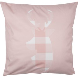 Clayre & Eef Kussenhoes  45x45 cm Roze Wit Polyester Hert Sierkussenhoes