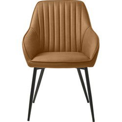 Eetkamerstoel Bruin PU Leer  - Nolan Stripe - Set van 2