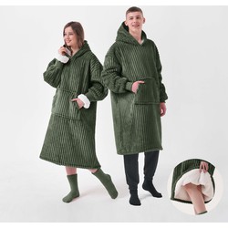 Geen merk JUNO - Oversized Hoodie - 70x110 cm - Hoodie & deken in één - unisex - Green - groen - 1 stuk - Dutch Decor Limited Collection