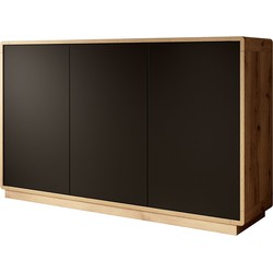 Meubella Dressoir Acuna - Mat zwart - Eiken - 160 cm