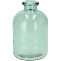 DK Design Bloemenvaas fles model - helder gekleurd glas - zeegroen - D11 x H17 cm - Vazen