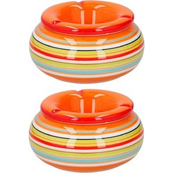 Storm asbak 2x stuks keramiek oranje/multi-kleur 13 x 7 cm - Asbakken