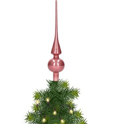 Glazen kerstboom piek/topper velvet roze glans 26 cm - kerstboompieken