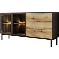 Meubella Dressoir Ludwig - Zwart - Eiken - 180 cm