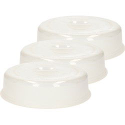 Multipak van 3x stuks magnetrondeksel/afdekschalen voor eten 26 cm transparant - Magnetrondeksel