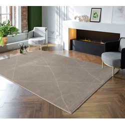 Aurelia Modern Beige vloerkleed - Geruit - 200 X 290 CM