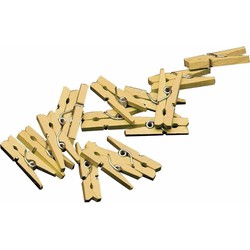 Mini knijpertjes - 40x - goud - 2 cm - hout - knijpers - voor kaarten - Kerstknijpers